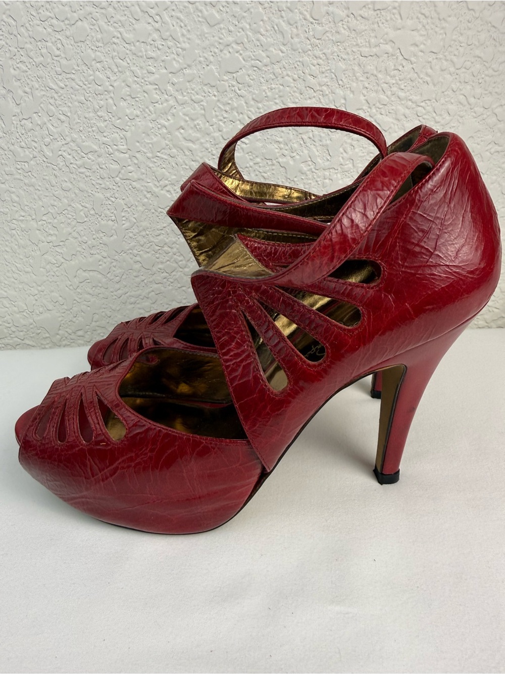 Jessica Simpson | Amona | Red Leather Platform Heels | 9B - Picture 4 of 14